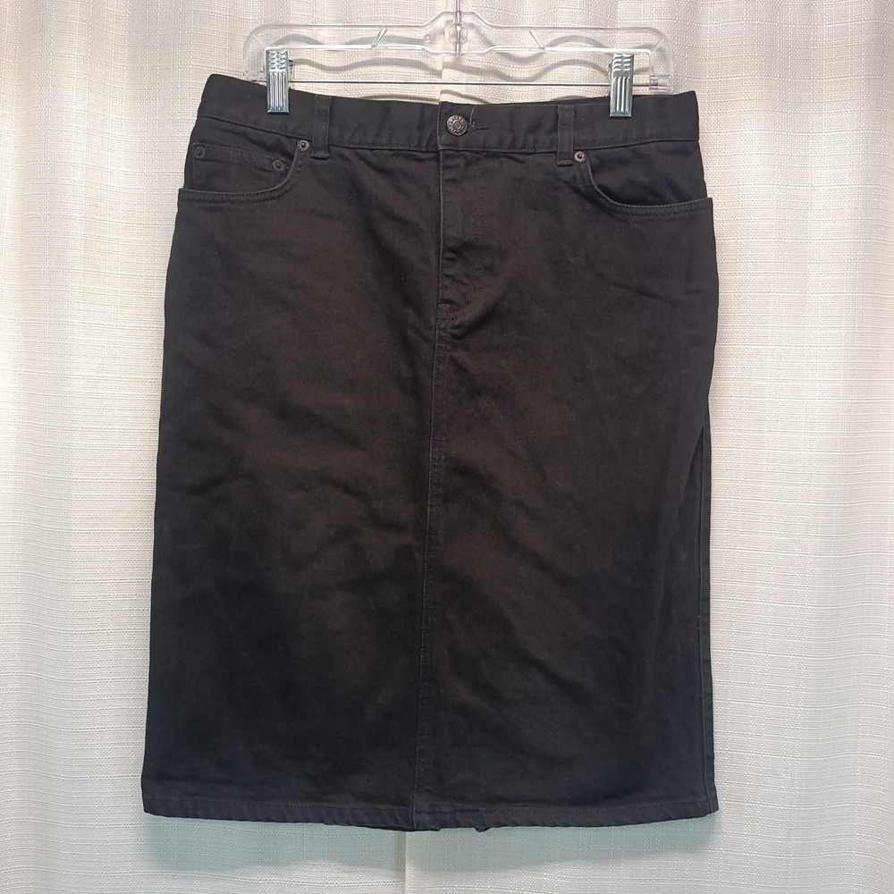 Lauren Jeans Co Black Denim‎ Pencil Skirt Womens 8 Knee Length Back Vent Western